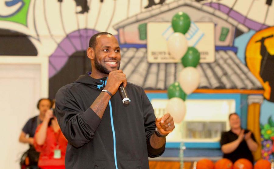 GRETNA, LA - FEBRUARY 15: LeBron James attends Sprite and the LeBron James Family Foundation unveil a legacy project, including a refurbished gymnasium at the Boys and Girls Club Southeast Louisiana on February 15, 2014 in Gretna, Louisiana. Aaron Davidson/Getty Images for Sprite.