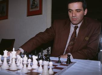 World Champion chess master Garry Kasparov studies the board during News  Photo - Getty Images