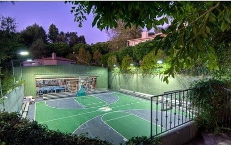 Basketball court in Mark Wahlberg's Beverly Hills Estate