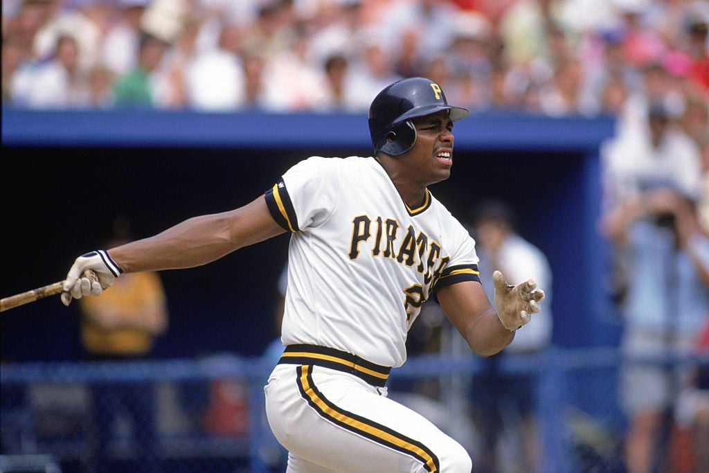 PITTSBURGH - 1990: Bobby Bonilla #25 of the Pittsburgh Pirates watches the flight of the ball as he follows through on his swing during a 1990 MLB season game at Three Rivers Stadium in Pittsburgh, Pennsylvania.