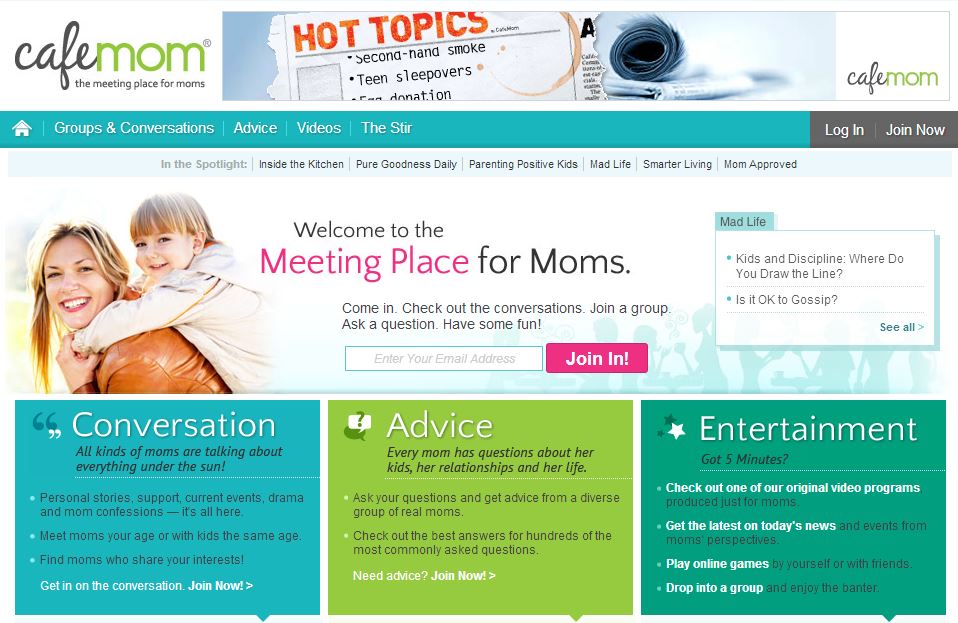 CafeMom homepage